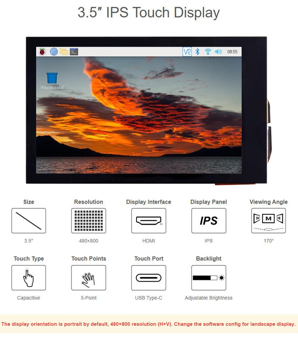 3.5 inch IPS Capacitive Touch  - огляд і ціна Pi Display